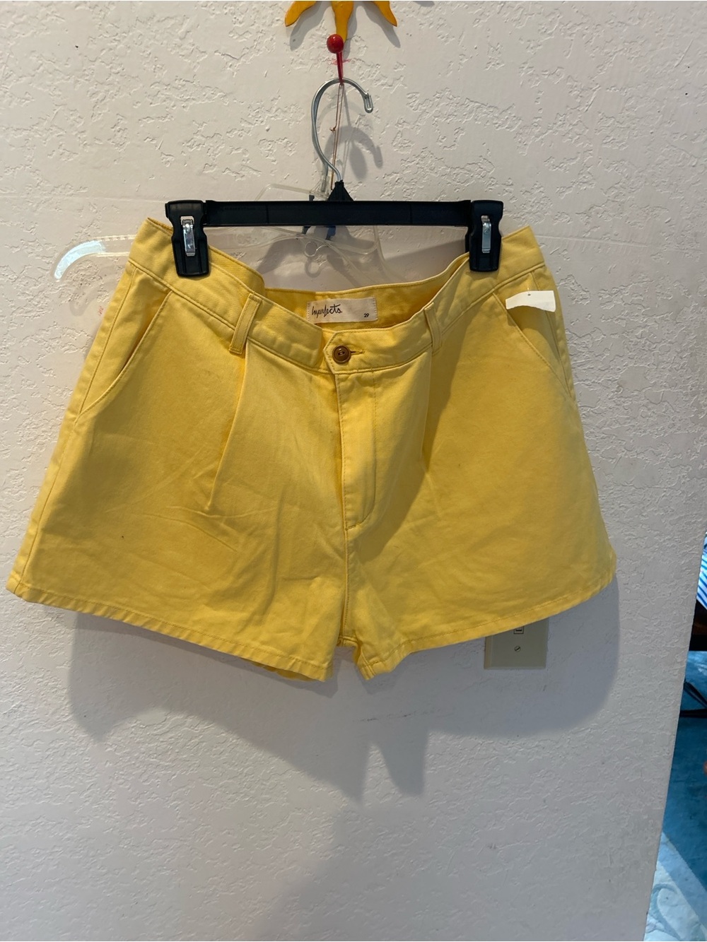 Women's Yellow High-Rise Bermuda Shorts